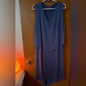 Cuddl Duds Silky Tank Dress with Asymmetrical Overlay, Size:3X. *VINTAGE INDIGO*